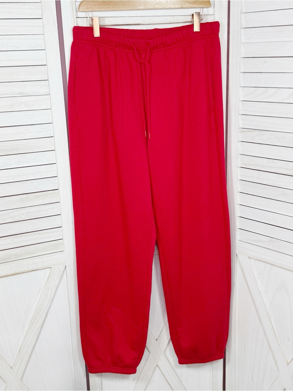 Old Navy Extra High Waist Cinch Jogger Sweatpants Robiie Red Large Fleece